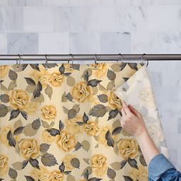 ArtzFolio Yellow & Grey Printed Waterproof Shower Curtain-image-51