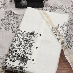 Biba Floral Embroidered Thread Work Pure Cotton Unstitched Dress Material-picture-19