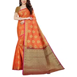 MIJAASHREE FASHION Orange Pure Cotton Sarees-picture-8