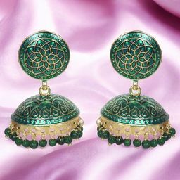 Nilu's Collection Gold Plated Contemporary Jhumkas-image-4