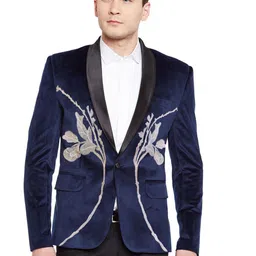 Wintage Embroidered Velvet Shawl Collar Tuxedo Blazer-image-32