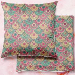 ArtzFolio Multicoloured Set of 2 Velvet Square Cushion Covers-46