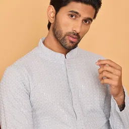 Jompers Men Embroidered Regular Sequinned Kurta with Pyjamas-picture-16