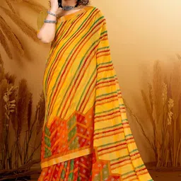 SHOPPKEE Striped Beads and Stones Poly Chiffon Designer Banarasi Saree-picture-3