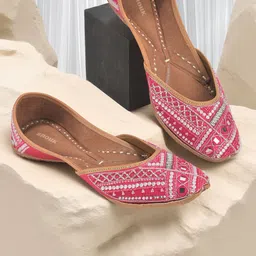 Anouk Women Embellished Square Toe Ethnic Mojaris Flats-18