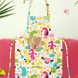 ArtzFolio Kids White & Yellow Printed Cotton Aprons-7