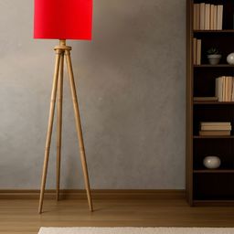 Devansh Brown & Red Wooden Floor Lamp-picture-39