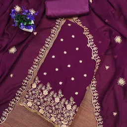 LeeliPeeri Designer Floral Embroidered Sequinned Unstitched Dress Material-image-87