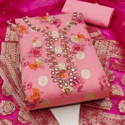 SAINOOR Embellished Semi-Stitched Dress Material-image-38