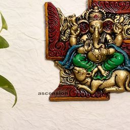 Ascension Tan And Gold Toned Swastik Ganesh Ji Religious Idol Showpiece-image-68
