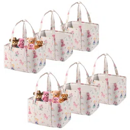Kuber Industries Cream-Coloured Set of 6 Regular Tote Basket Organisers-36