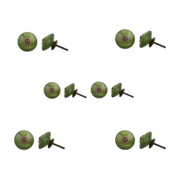 Indianshelf 6-Pcs Olive-Green Glossy Glass Knobs-26