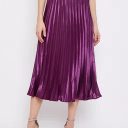 LookShine Women Solid A-Line Flared Midi Skirt-picture-20
