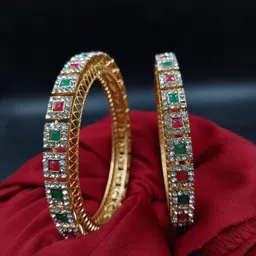 T4 JEWELS Set of 2 Kundan Bangles-image-92