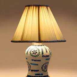 Aura Off White & Blue Textured Glass Frustum Shaped Table Lamp-13