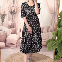 VenderVilla Women Print Fit and Flare Midi Dress-picture-17