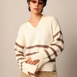 ONLY Women Striped Pullover with Fuzzy Detail-image-86