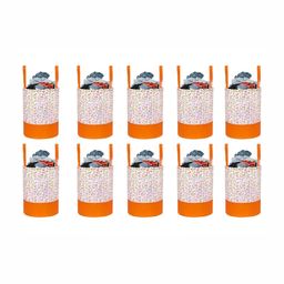 Fashion Throw 10Pc Orange-Colored & White Floral Printed Foldable Laundry Bags - 45 L Each-picture-2