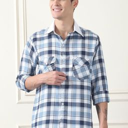 Metronaut Men Sheer Checked Casual Shirt-image-3