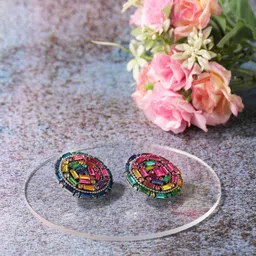 StyleCast Silver-Plated Rhinestone Studded Circular Shaped Studs-picture-42