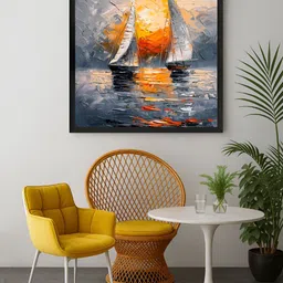 999Store Orange & Grey 1 Piece Sailboats Canvas Wall Art-41