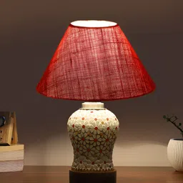 Aura Conical Pink & White Printed Glass Frustum Shaped Table Lamp-6