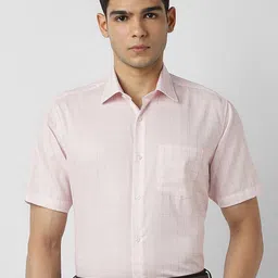Van Heusen Checked Spread Collar Slim Fit Formal Shirt-image-78