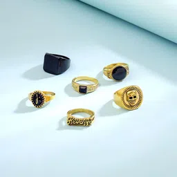 Yellow Chimes Set Of 6 Gold-Plated Stackable Finger Rings-31