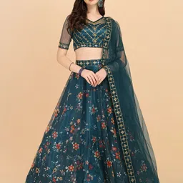 BAESD Embroidered Semi-Stitched Lehenga With Unstitched Blouse & Dupatta-picture-5