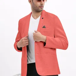 SHOWOFF Men Coral Single-Breasted Slim Fit Blazer with Notched Lapel-picture-41