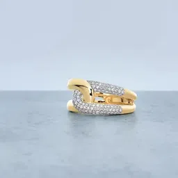 Heer Collection Gold Plated American Diamond Stone Studded Finger Ring-image-38