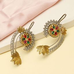 VIVAZS Silver-Plated Artificial Stones And Beads Contemporary Ear Cuff-image-46