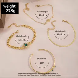 KARISHMA KREATIONS Set Of 4 Gold-Plated Artificial Stones Studded Link Bracelets image 4