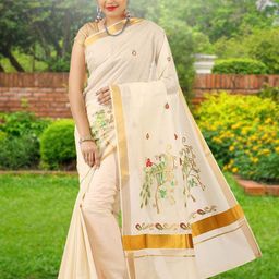 Rst R Selvamani Tex Ethnic Motifs Zari Pure Cotton Ready to Wear Kasavu Saree-picture-47