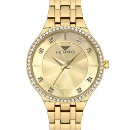 Ferro Women Brass Dial & Stainless Steel Bracelet Style Straps Analogue Watch FL21467A-B4-image-20