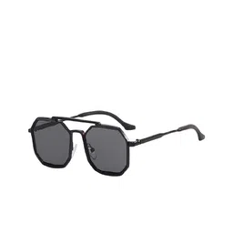SPADEACES Unisex Aviator Sunglasses with UV Protected Lens FULL BLACK HEXAGUN-190-picture-42