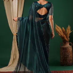 all about you Embroidered Net Saree with Blouse piece image 2