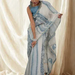 Jinal & Jinal Ethnic Motifs Printed Zari Chanderi Saree-picture-40