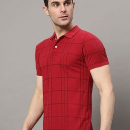 RELANE Men Checked Polo Collar Cotton T-shirt-image-84