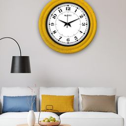 OLIVE TREE Yellow & White Round Modern Wall Clock-picture-16