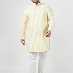 LastInch Men Striped Thread Work Kurta-38