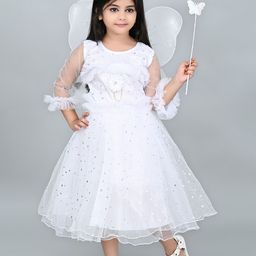 Zenat Ruffled Girls Fit & Flare Midi Dress-34