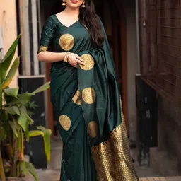 Sita Green Silk Blend Woven Design Sarees-picture-32