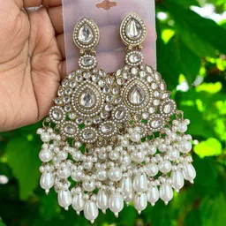 Anouk Gold-Plated Artificial Stones Studded & Beads Beaded Contemporary Drop Earrings-25