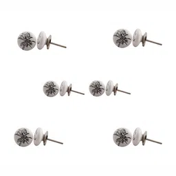 Indianshelf 6-Pcs White & Black Rose Flat Printed Ceramic Knobs-image-53