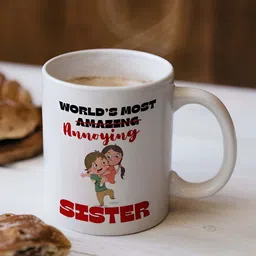 ARTBUG White & Black World's most Annoying Sister Printed Ceramic Glossy Mug 330ml-10