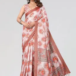 KALINI Floral Printed Saree With Tassels-image-93