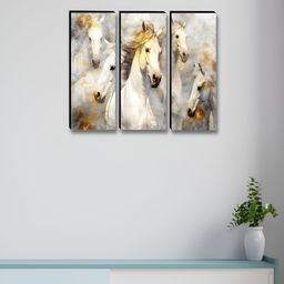 Livin'luxe White & Gold-Toned 3 Pieces Majestic Horse Wall Arts-picture-42