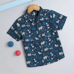 The Magic Wand Boys Comfort Cutaway Collar Conversational Printed Cotton Casual Shirt-image-30