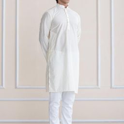 APPIX Men Cream Cotton Silk Kurtas-picture-23